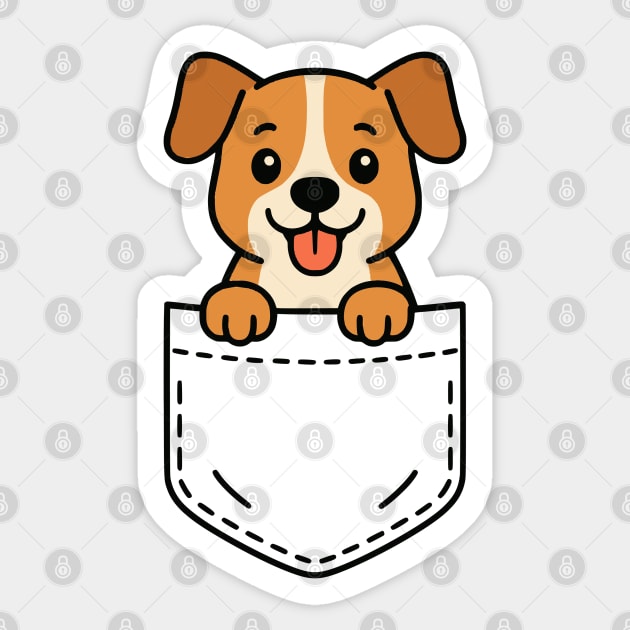 Cute Beagle Puppy Pocket Pal Funny Beagle Dog Lover Sticker by Yesteeyear